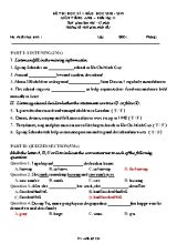Đề thi học kỳ I môn tiếng Anh Lớp 11 - Mã đề 124 - Năm học 2018-2019